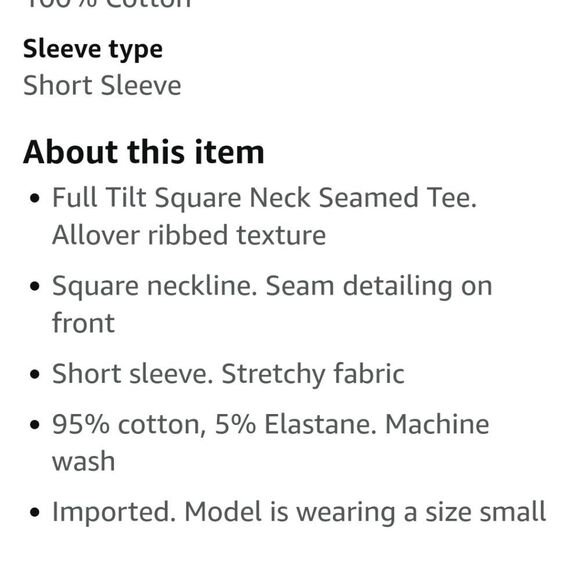 Full Tilt  Square Neck Seamed Tee- Black - Picture 5 of 7